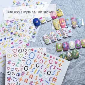 Nail Art Decals Manufacturer - Cute 3D Embossed Colorful Plastic Smiley Heart Design DIY Stickers