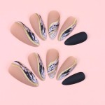 ABS Coffin Nails Supplier - Wholesale Almond Shaped Nail Charms Brown Artificial Fingernails Design