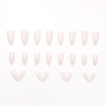 Press-On Nails Factory - 24pcs Pearl White Glitter False Nails Ethereal Pure Sexy Tips