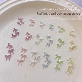 Nail Art Accessories Factory - Versatile 3D French Mini Bows Pearl Rhinestone Heart Alloy Metal
