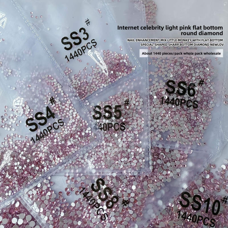Nail Decorations Manufacturer - Light Pink 3D Flat Back Small Bubble Glass Rhinestones for DIY