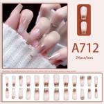 Press-On Nails Supplier - Wholesale 24pcs Premium Coffin Design ABS Milky White Gradient Mirror Finish Stiletto