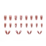 Press-On Nails Supplier - Wholesale 24pcs Premium Coffin Design ABS Iced Powder Blusher Camellia Simple