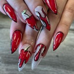 Press-On Nails Manufacturer - Red Glitter Halloween Candle Flame Vintage Elegance Fashion