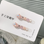 Press-On Nails Factory - My Melody Daily One Gu Mei Handmade Square Sweet Heart Pearl Bowknot Design