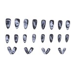 Halloween Press-On Nails Factory - 24PCS Matte Black Gothic Skull Snake Designs Edgy Style
