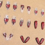 Press-On Nails Manufacturer - Red Glitter Halloween Candle Flame Vintage Elegance Fashion