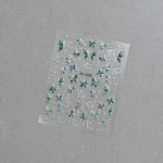 Nail Stickers Supplier - 5D Embossed 3D Silver Foil Green Jelly Butterfly Summer Wearable Gel