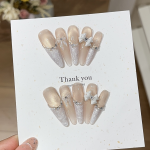 Nail Art Manufacturer - Gu Qianjin Baiyueguang Ins Pure Lust French Sparkling Cat Eye Bow Diamond Pearl