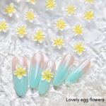 Nail Decorations Manufacturer - Hot Sale 3D Five Petal Eggshell Flower Summer Mint Design Plastic