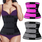 Waist Trainer Manufacturer - Fieste New Design Quality Black 3 Belt Neoprene Waist Tummy Wrap