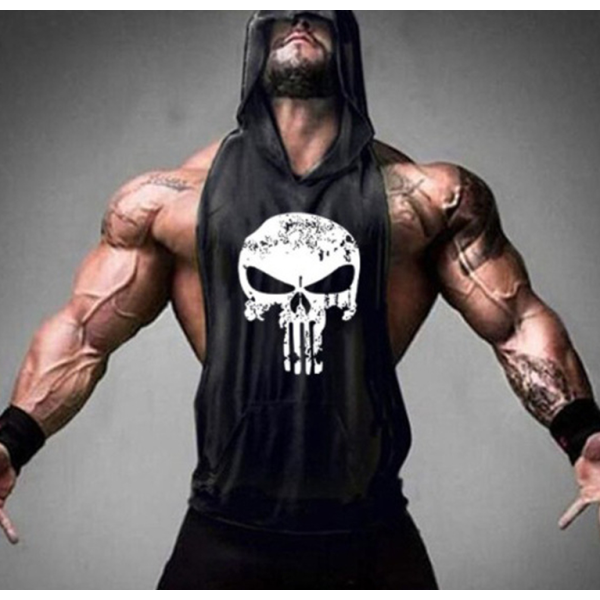 Workout Tank Tops Factory - Men Workout Hooded Tank Tops Sports Bodybuilding Stringer Cap Pocket