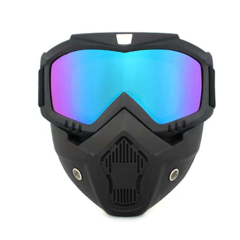 Motorcycle Mask Supplier - One Full Face Wind Dust Proof Mask with Detachable Goggles Half Helmet