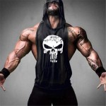 Sports Vest Supplier - Custom 100% Cotton Men's Stringer Sports Vest Hooded Workout Sleeveless Muscle