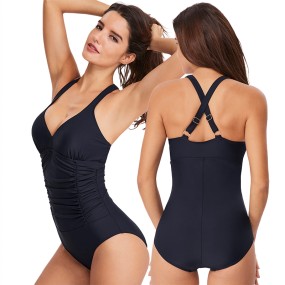 Swimsuit Factory - 2023 New Product Conservative Green Open Crotch Ruffles Beachwear Bathing Suit Shaping