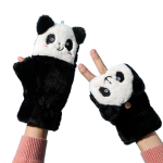 Plush Gloves Supplier - New Arrival Autumn Winter Outdoor Half-Finger Cute Panda Cycling Plush