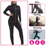 Sauna Set Factory - Custom Logo Sauna Long Sleeved Jacket Pants Sweat Set Contrasting Lines