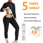 Sauna Suit Factory - Workout Fitness Weight Loss Sweat Jacket Pants Long Sleeve Zipper Body Shaping