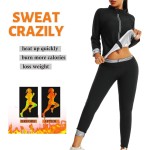 Sauna Suit Factory - Workout Fitness Weight Loss Sweat Jacket Pants Long Sleeve Zipper Body Shaping