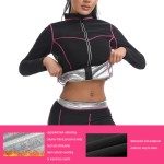 Sauna Set Factory - Custom Logo Sauna Long Sleeved Jacket Pants Sweat Set Contrasting Lines