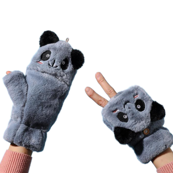 Children Gloves Manufacturer - Cute Panda Winter Warmth Driving Thick Gloves Student Writing Flip
