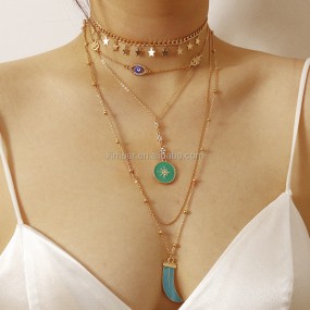 Gold Necklace Manufacturer - Hot Sale Gold Charm Necklace Multi Layer Jewelry Necklace