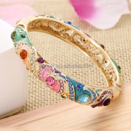Cloisonne Bracelet Factory - Womens Cloisonne Enamel 18k Gold Bracelet Bangle