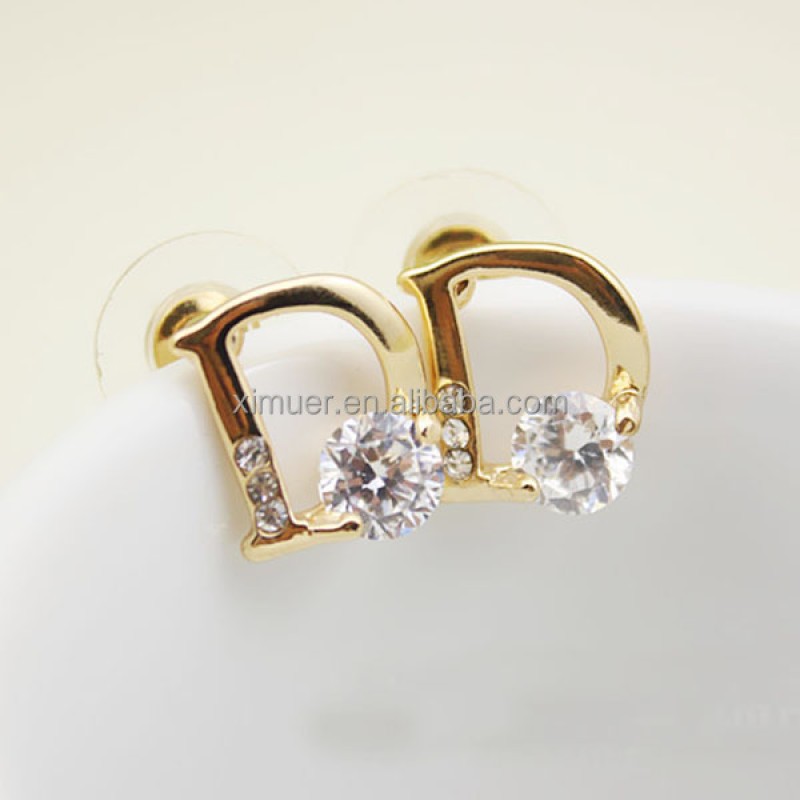 Stud Earring Supplier - Latest Design Letter D Fancy Stud Earring
