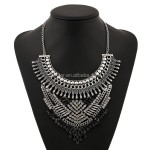 Bib Necklace Supplier - Latest Alloy Design Women Big Bib Rhinestone Necklace