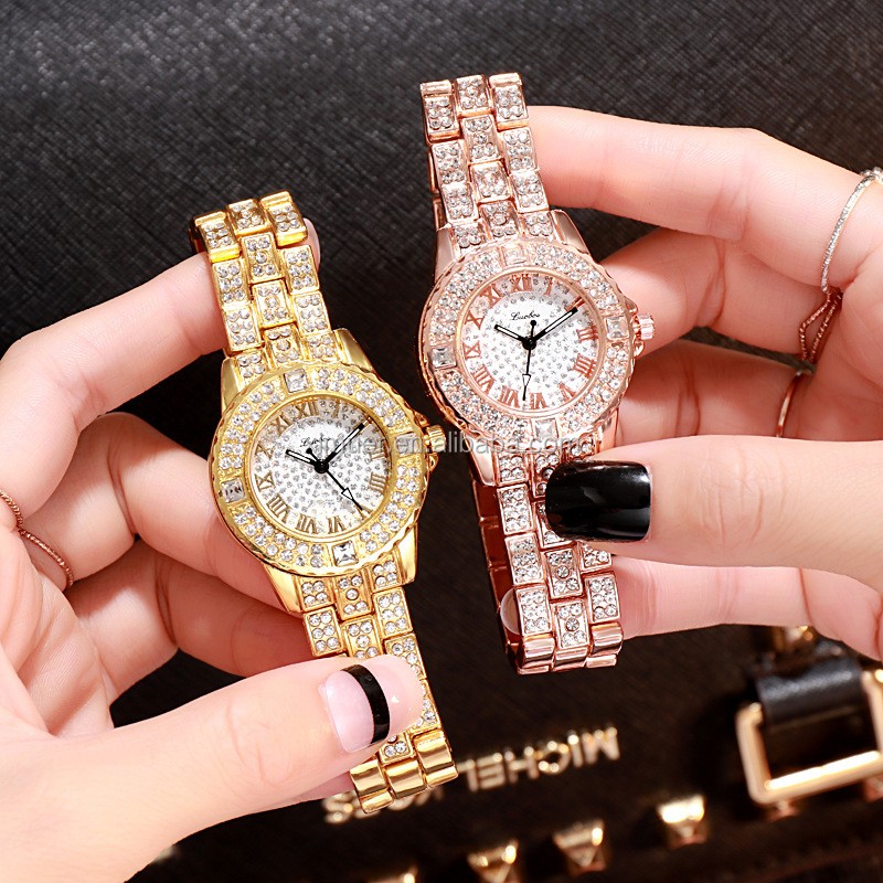Rhinestone Watch Manufacturer - New Arrivals Rhinestone Gold Watch Ladies Luxury Watch