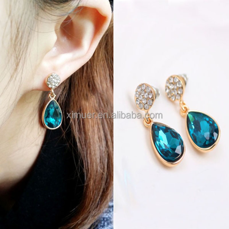 Crystal Earring Factory - New Arrival Blue Crystal Ear Ring Earring