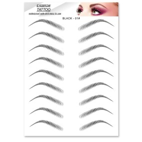 Eyebrow Sticker Supplier - 9 Designs Black Brown Hair-like Water Transfer Waterproof Tattoo