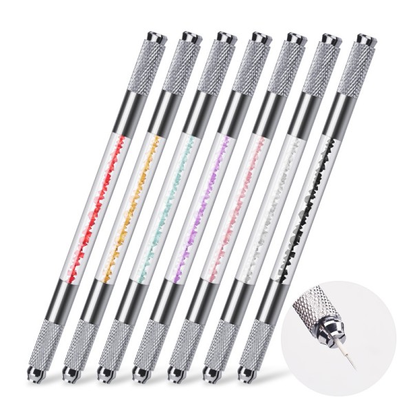 Manual Tattoo Pen Factory - Double Head Colorful Crystal Micblading Eyebrow Lips Pen