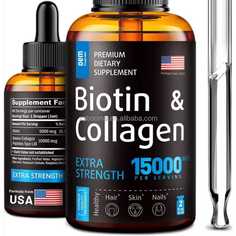Biotin Hair Growth Oil Supplier - Customized Biotin Collagen Drops Hair Vitamin Supplement Healthy Growth