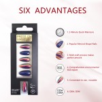 Press on Nails Factory - 24pcs Reusable Aurora Press on False Nails Almond Shape Kits