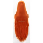 Synthetic Lace Front Wig Factory - Long Silky Straight Copper Red Futura Fiber Hair 13x4inch Heat Resistant