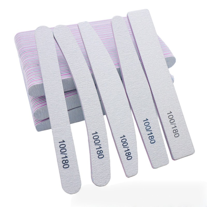 Half-Moon Nail File Supplier - Custom Logo Reusable 100/180 Grit Double-Sided Straight Emery Board