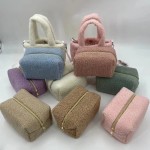 Cosmetic Pouch Manufacturer - New Style Custom Logo Plush Fabric Soft Flurry Makeup Bag for Women