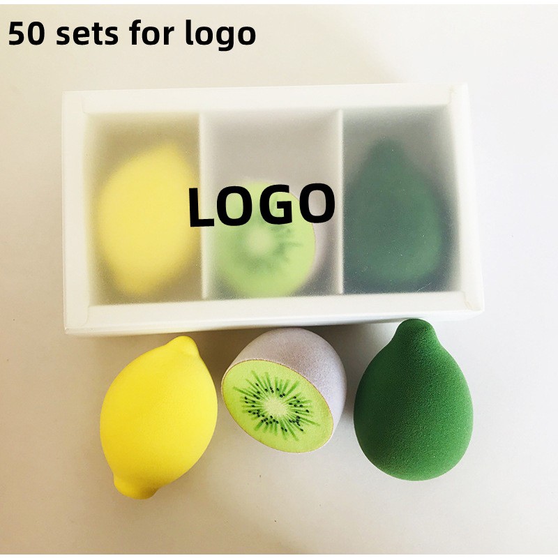 Fruit Makeup Sponge Set Manufacturer - 3 Pieces Lemon Avocado Strawberry Latex Free Sponge Set with Box