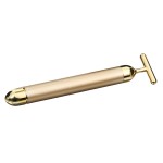 Vibrating Massager Manufacturer - 24K Gold T-Shape Vibrating Facial Massager Skin Care Jade Roller Beauty Bar Tool