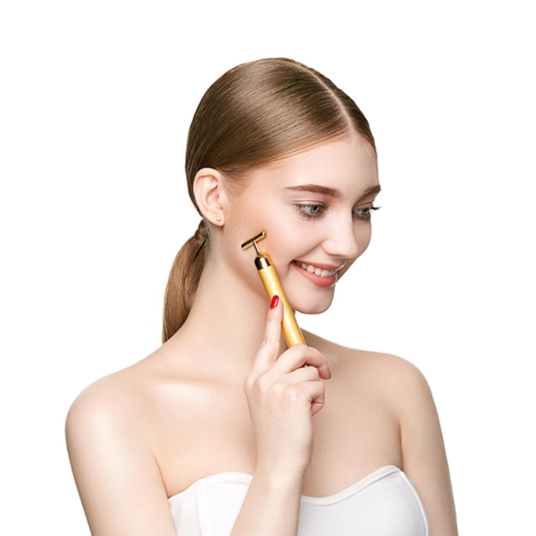 Facial Massage Tool Supplier - Electric Facial Massage Tool 24K Gold Vibration T Bar Face Lifting Firming Roller