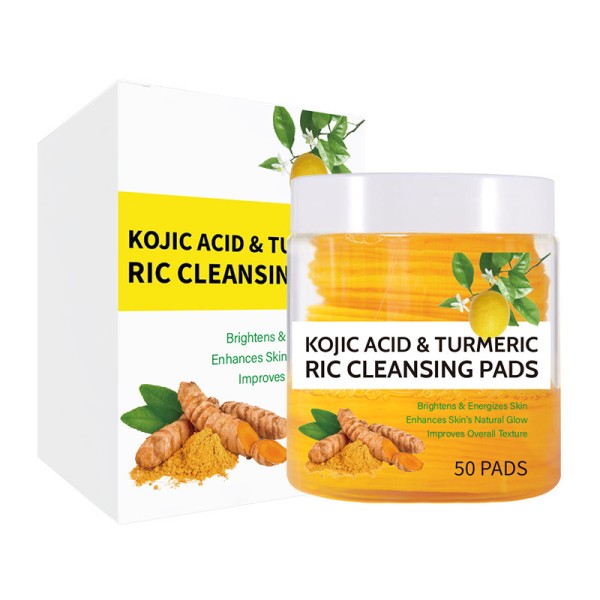 Cleansing Pads Factory - Private Label Natural Kojic Acid Turmeric Pads Facial Cleanser Pad 50 Pieces Turmeric Cleansing