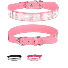 Rhinestone Dog Collar Factory - PU Leather with Metal Buckle Adjustable