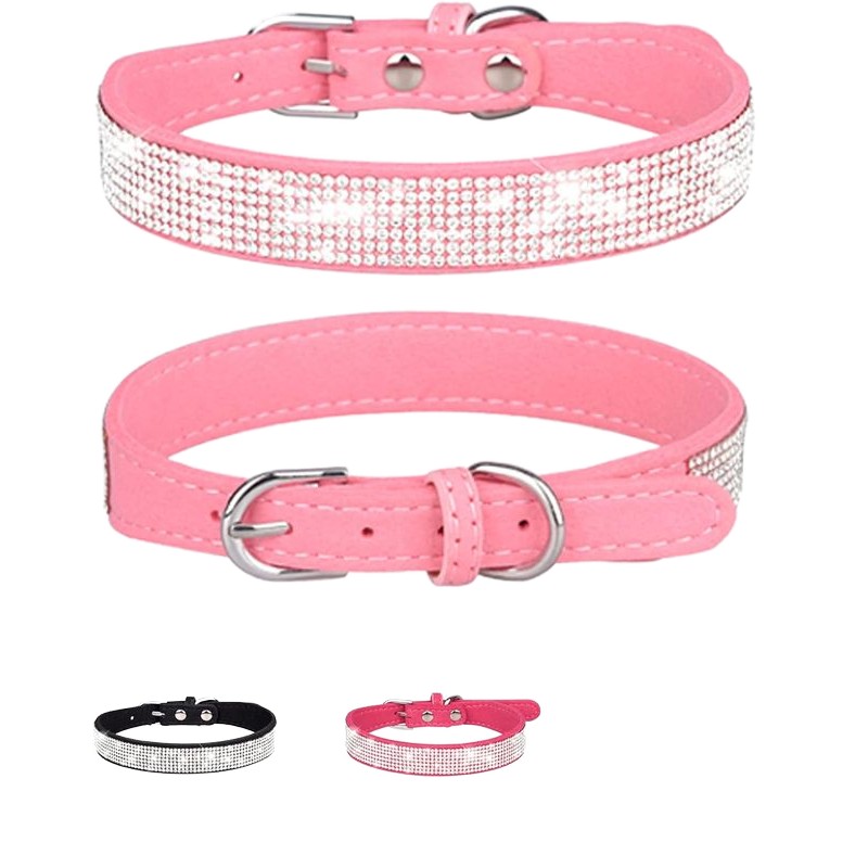 Rhinestone Dog Collar Factory - PU Leather with Metal Buckle Adjustable
