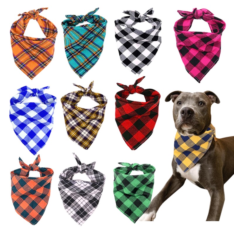Pet Bandana Collar Manufacturer - Cotton Checkered Pattern Scarf