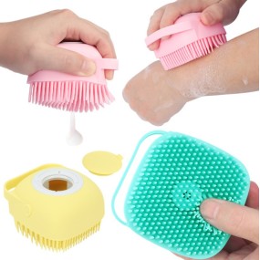 Pet Shower Brush Factory - Silicone Body Massage Tool with Shampoo Holder