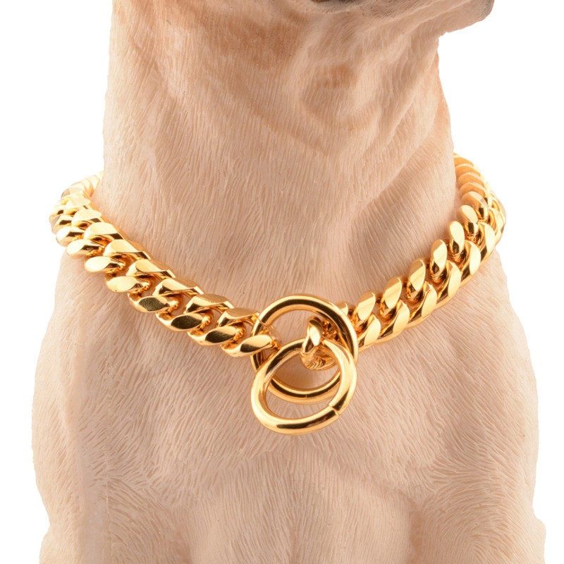 Stainless Steel Pet Collar Factory - Golden Color 316 Necklace for Dogs