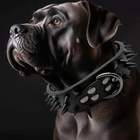 Tactical Dog Collar Supplier - Leather Spiked Anti Bite Training Collar