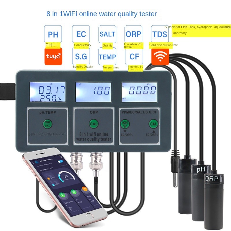 Water Quality Tester Manufacturer - WiFi 8 in 1 Online Detector