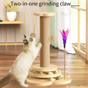 猫玩具厂家-玛宠物抓板木制爬架带布窝